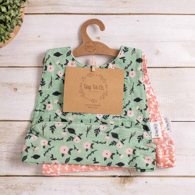 Everyday Duo - Green Floral and Pink and White Stencil