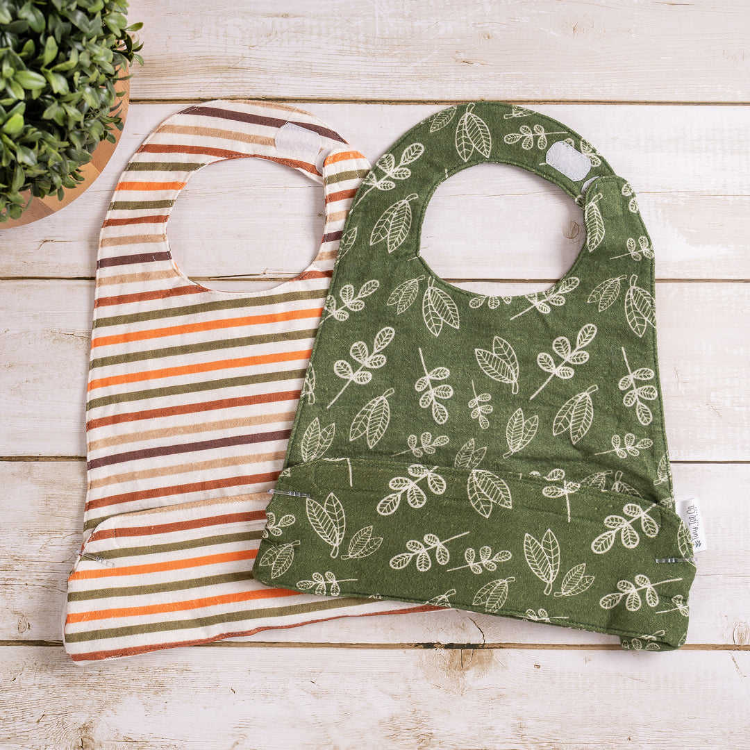 Everyday Duo - Green Leaf and Multi-colored Stripes
